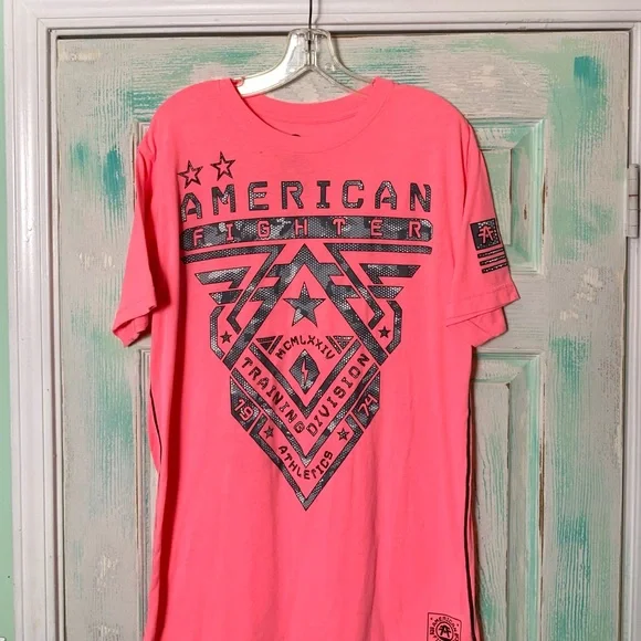 🌵Men’s American Fighter The Buckle Coral/Salmon Pink Shirt🌵 - Picture 2 of 7